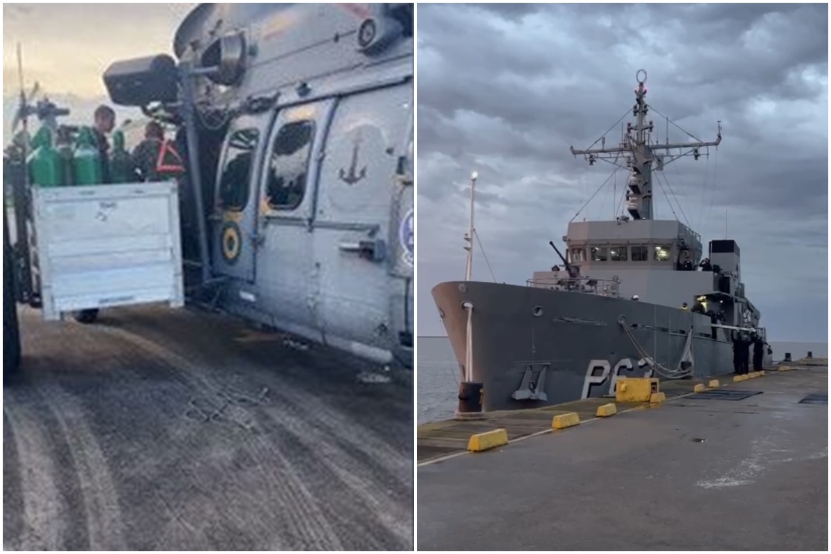 Marinha auxilia no transporte de oxigênio para hospitais após chuvas no RS. Foto: reprodução